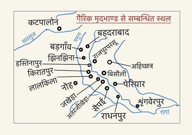 गैरिक मृदभाण्ड : प्रमुख स्थल